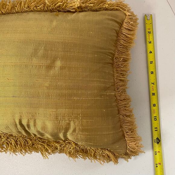 Newport Raw Silk Decorative Pillow with Fringe - Picture 10 of 10
